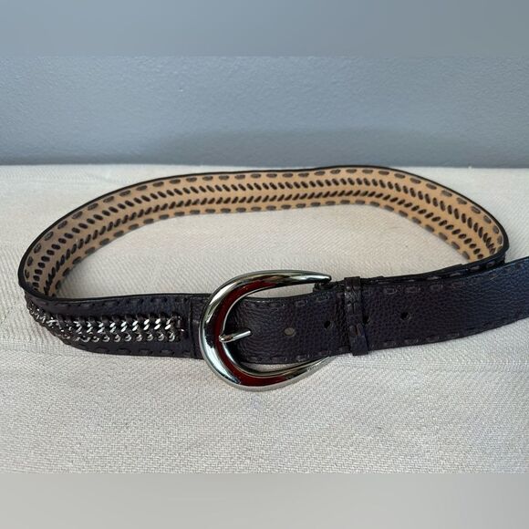 Michael Kors Braided Leather Chain Statement Belt Brown BOHO Size M - Picture 2 of 11